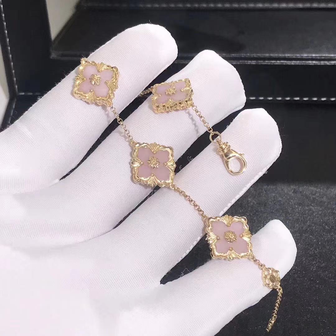 18K Gold Buccellati Opera Pink Opal Bracelet