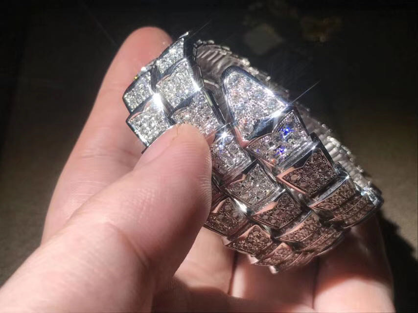 Bulgari / Bvlgari Serpenti 2-Coil Bracelet 18k white gold set full pave diamonds