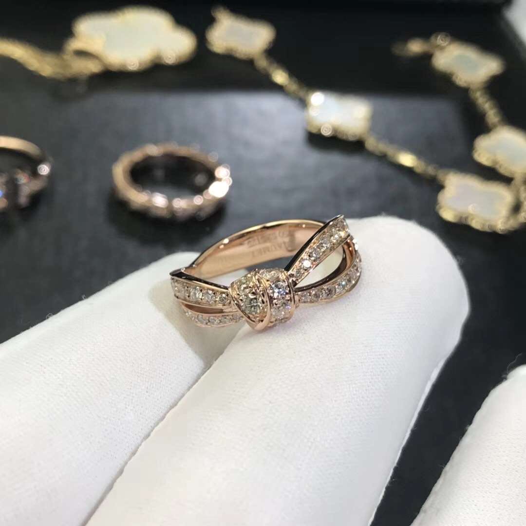 Chaumet Liens Séduction 18ct pink gold diamond bow ring