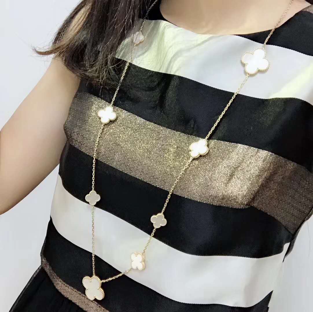 Freeshipping VCA Style Fashion Lucky Four Clover Necklace Two-tones 18K  Gold Plated Leaf Pendant Choker Gemstone Clover Jewelry - AliExpress