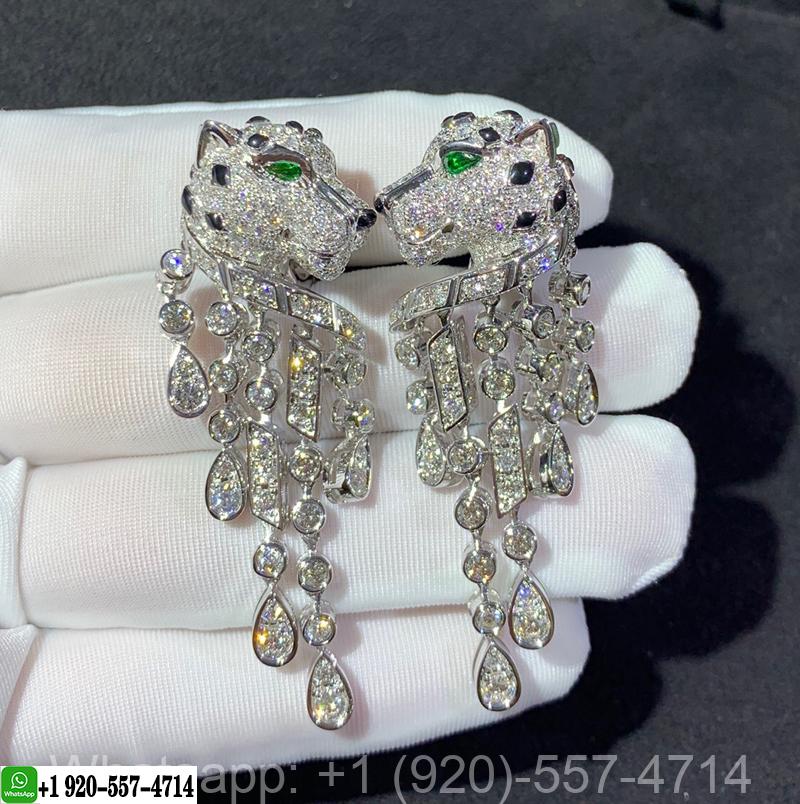 Panthère de Cartier Earrings in Platinum set with 310 Brilliant-cut Diamonds emeralds & onyx HP800755