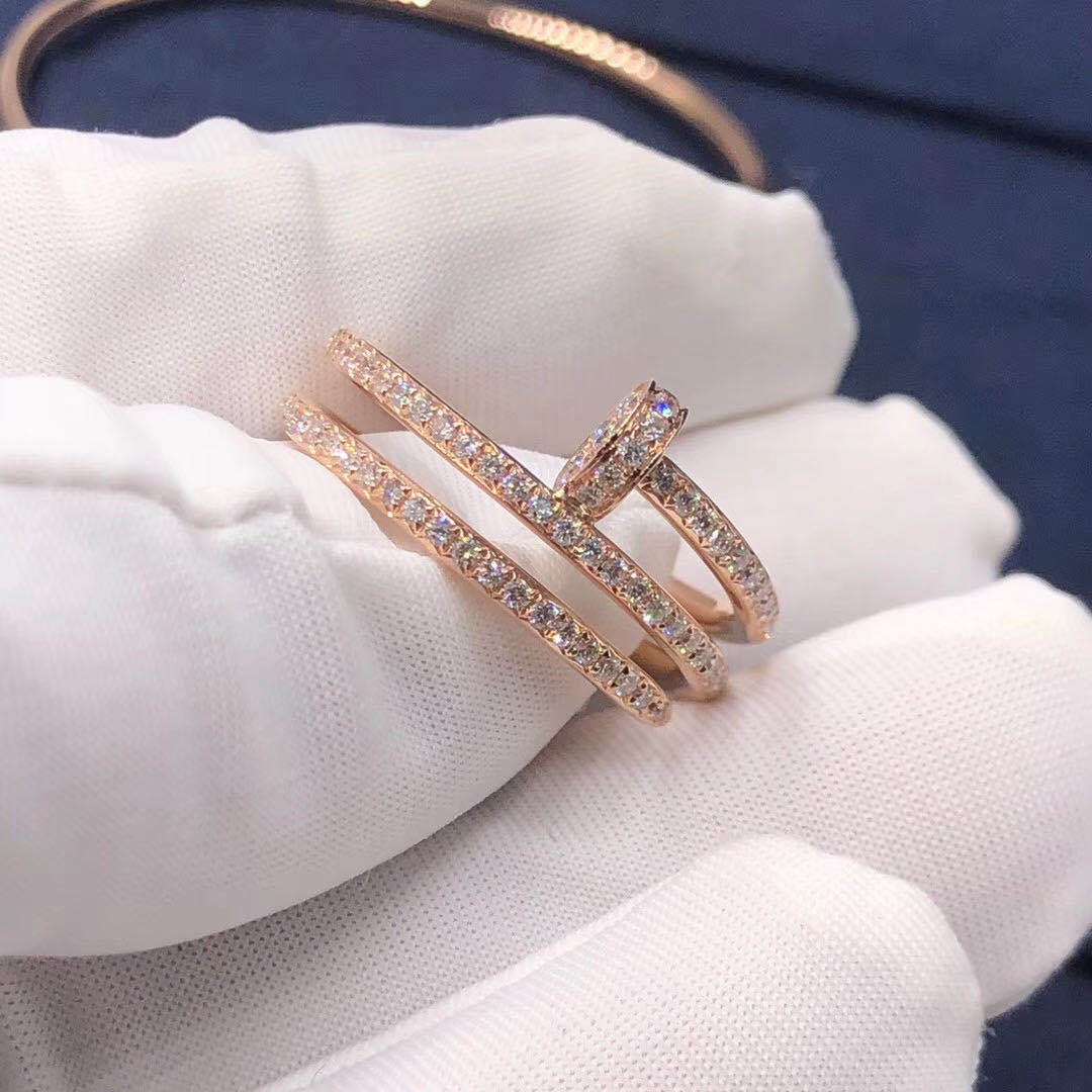 Cartier Juste un Clou triple wrap nail ring rose gold pave diamond