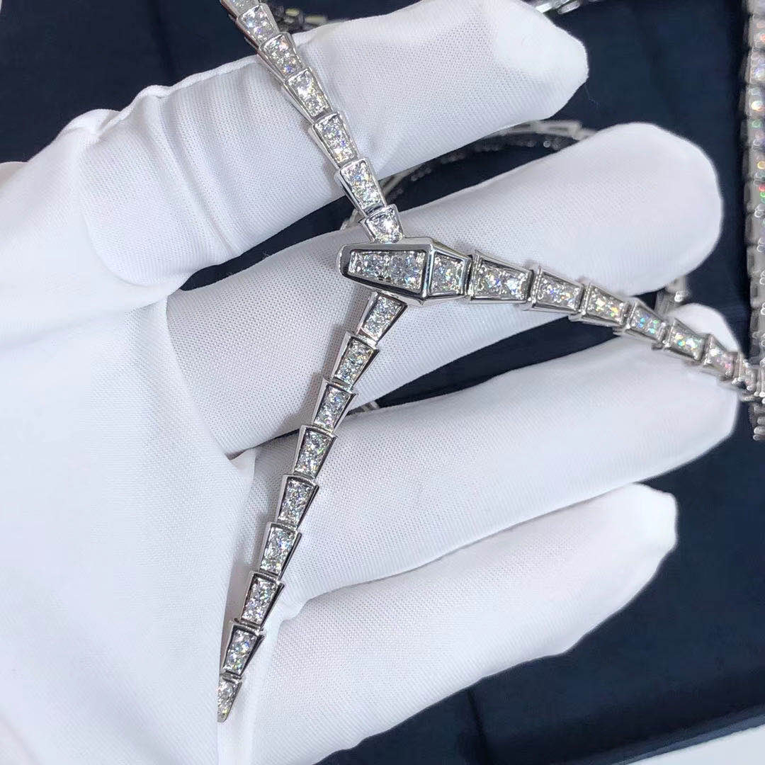 Bvlgari Serpenti 18kt white-gold and pavé-diamond necklace