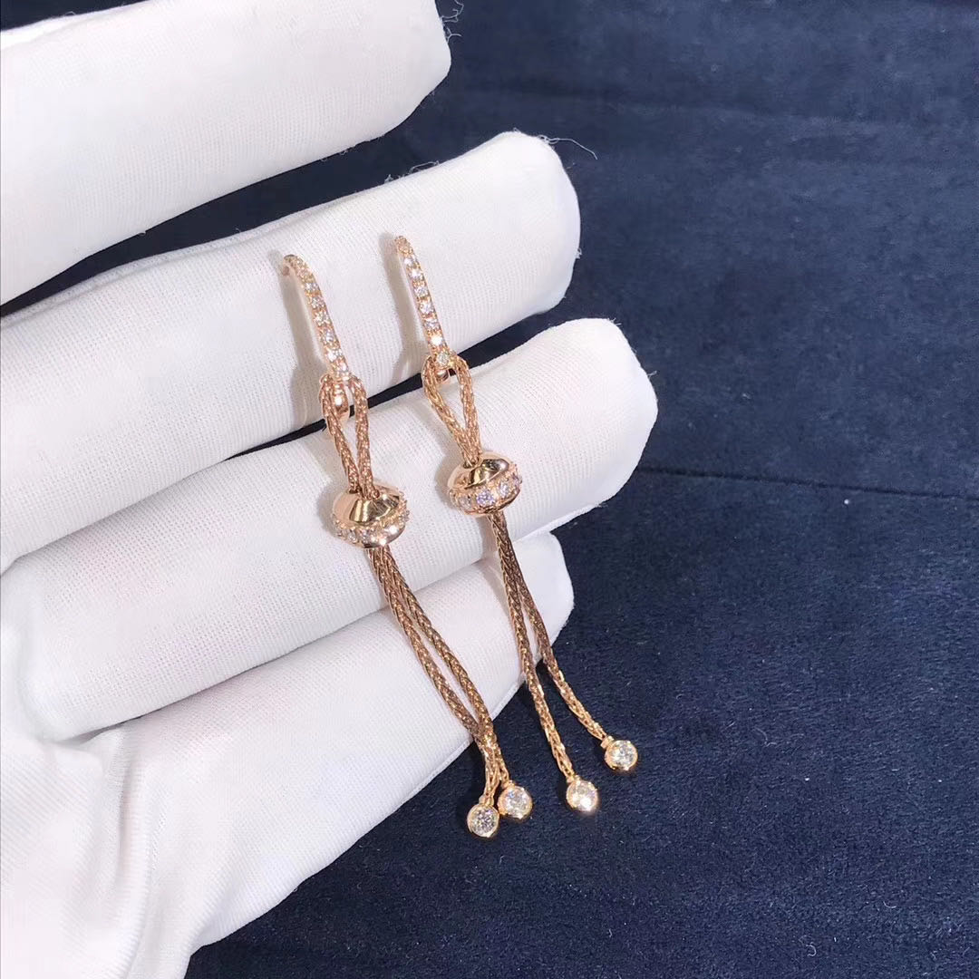 Piaget Possession 18K Pink Gold Drop Earrings with 40 Brilliant-cut Diamonds
