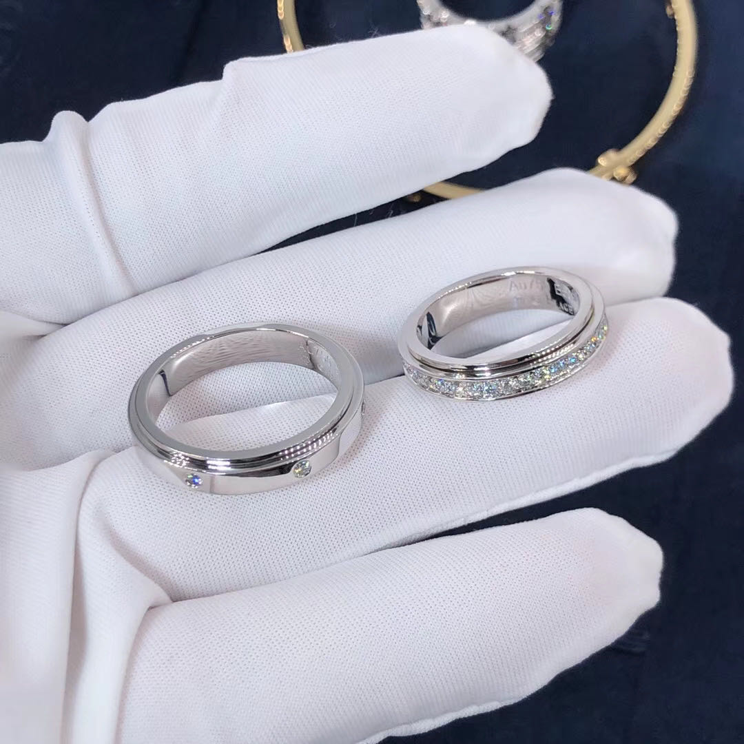 Custom Piaget Possession Wedding Rings in 18k White Gold
