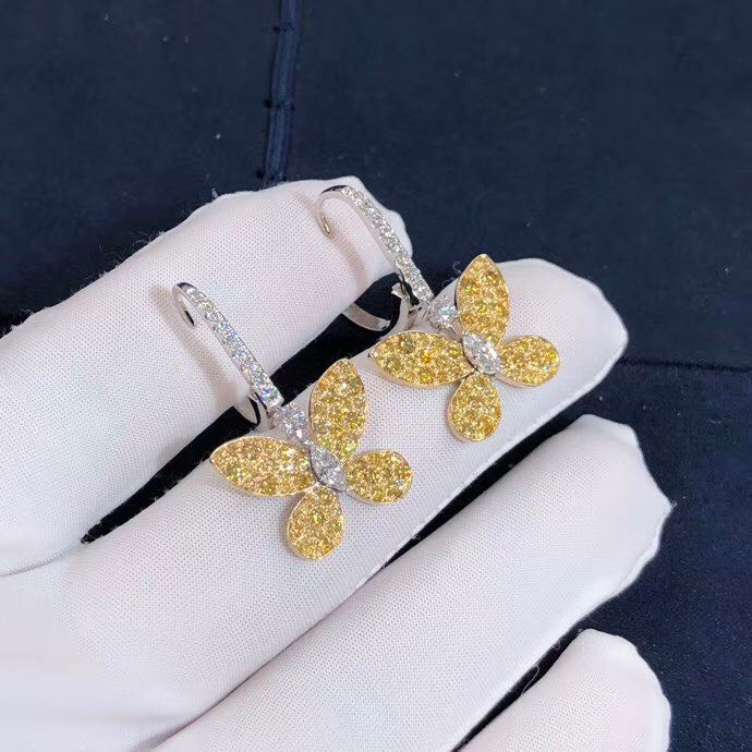 Graff Butterfly Series 18K White Gold Full Yellow Diamonds Earring RGE642