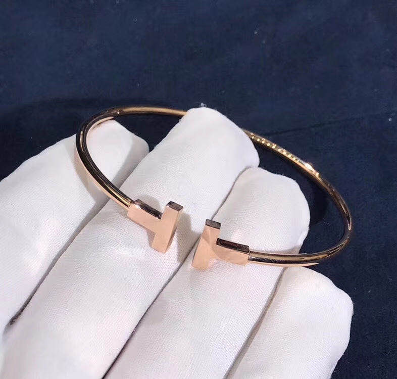 Tiffany 18k Rose Gold T Wire Bracelet
