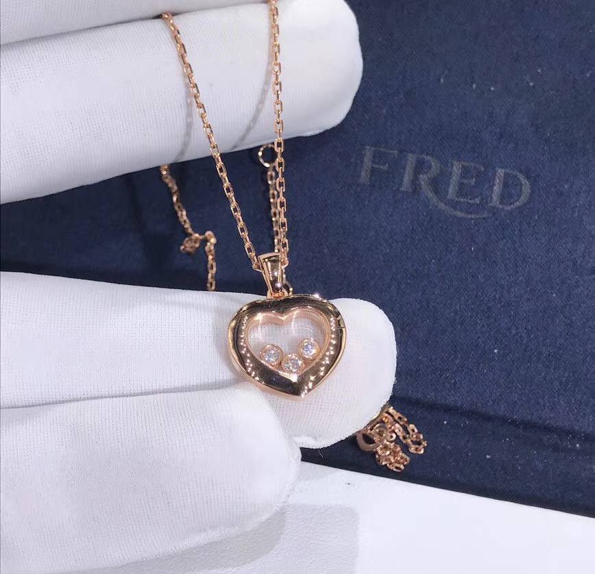Chopard Happy Diamands Happy Heart Necklace 18K Rose Gold With Diamonds 79A611-5001