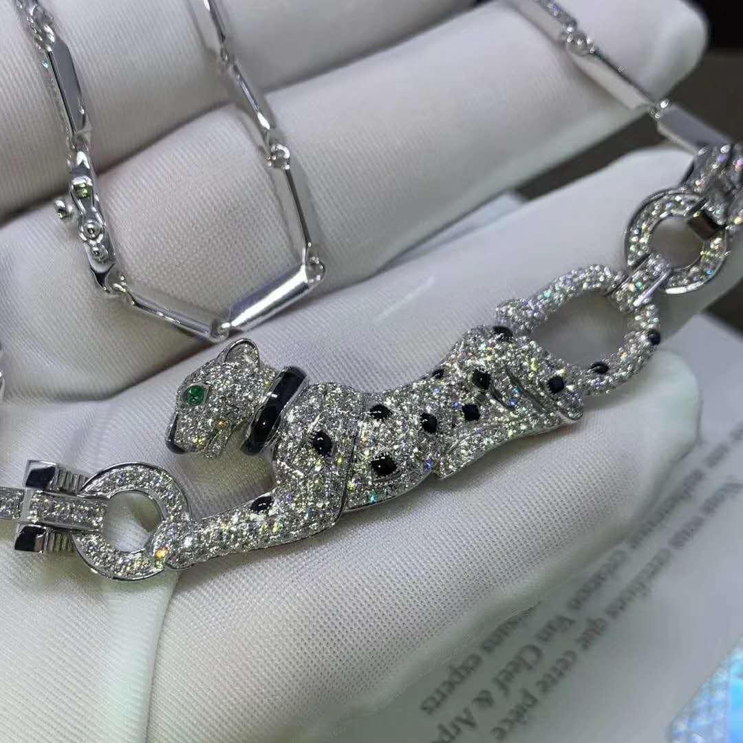 Custom Panthere de Cartier Necklace 18k White Gold Set with 469 Diamonds N7048700