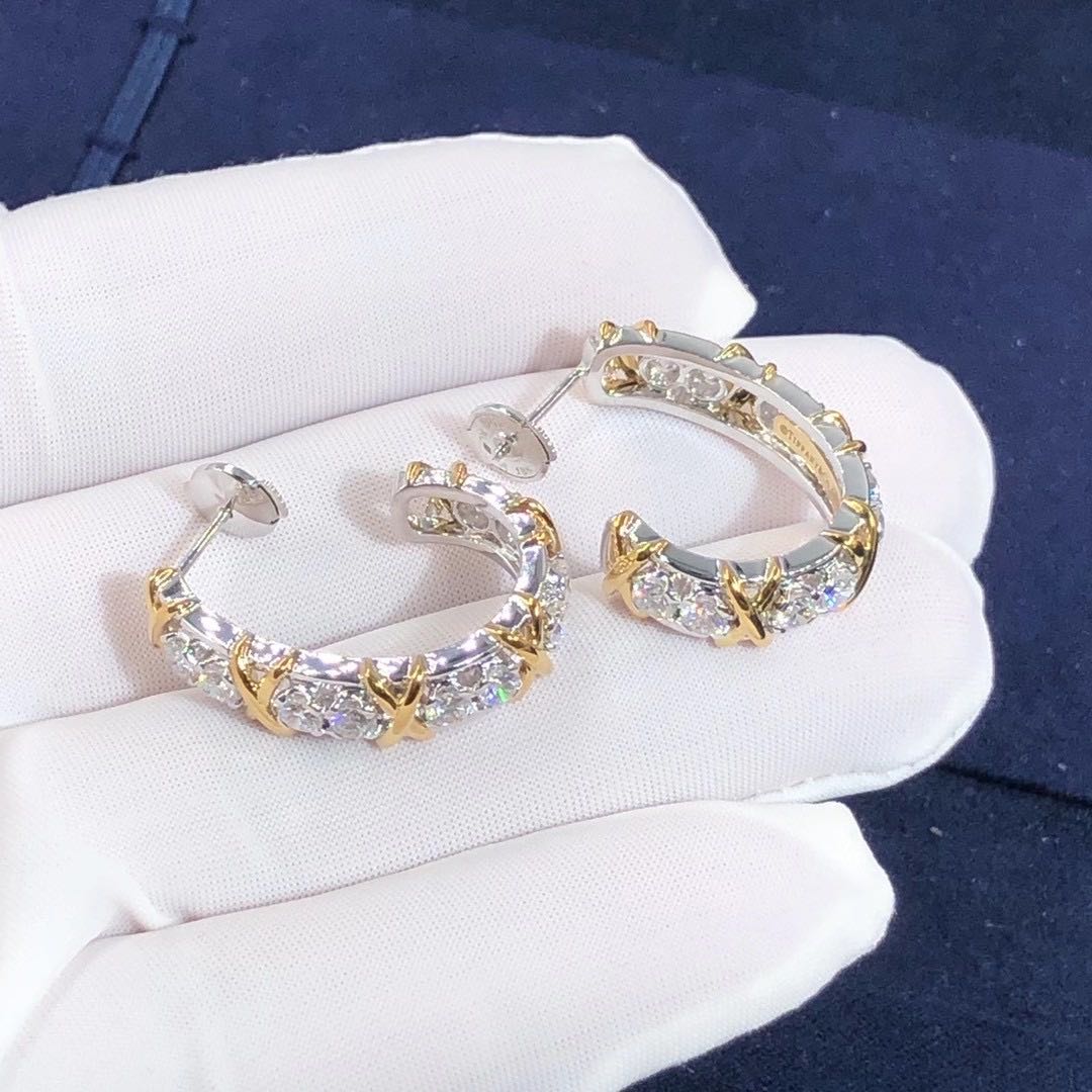 Tiffany & Co. Platinum Yellow Gold Jean Schlumberger Twenty Stone Diamond Earrings