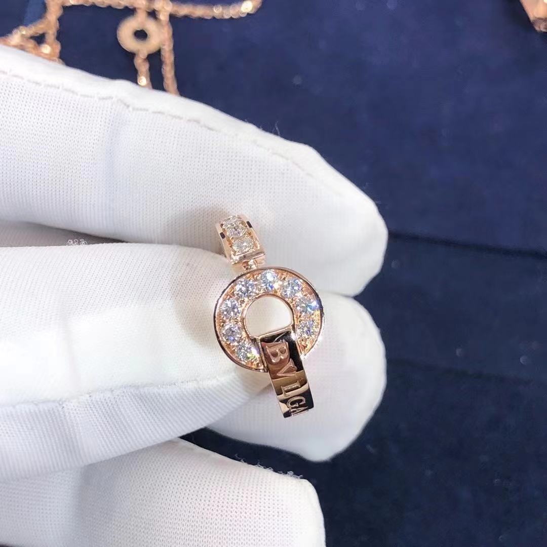Custom Made BVLGARI BVLGARI 18 kt rose gold ring set with pavé diamonds AN855854