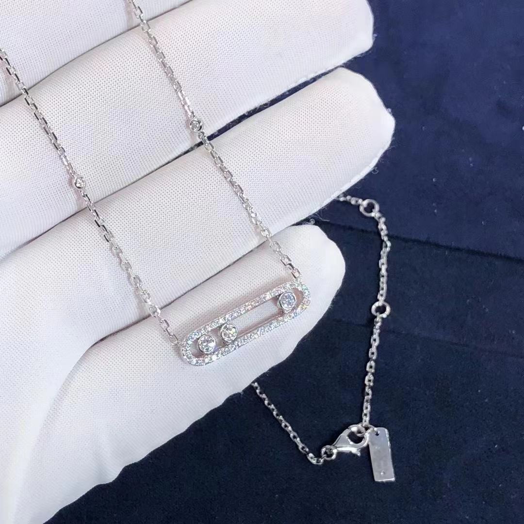 Messika 18k White Gold Baby Move Pavé Diamond Pendant Necklace