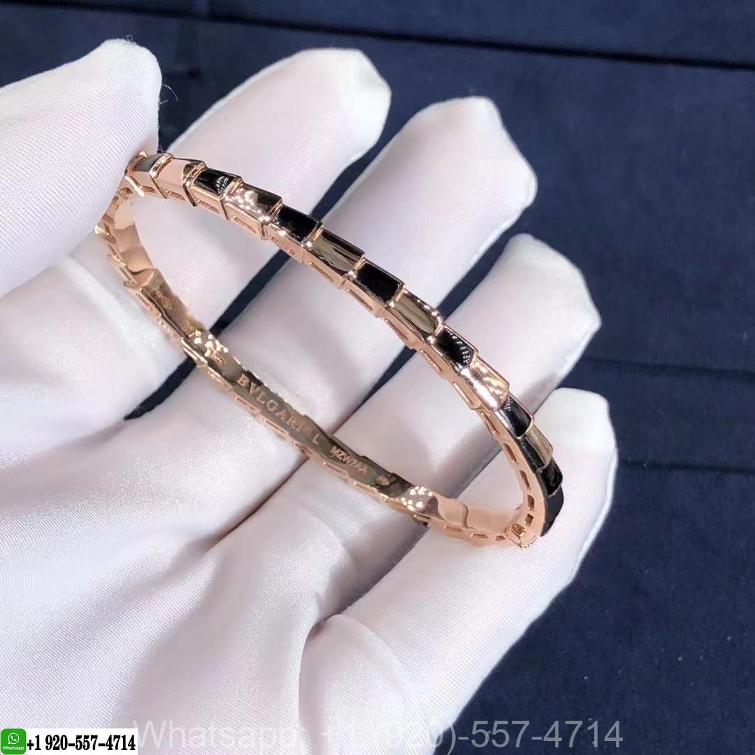 Bulgari Serpenti Viper 18k Rose Gold Bracelet Set With Onyx Elements