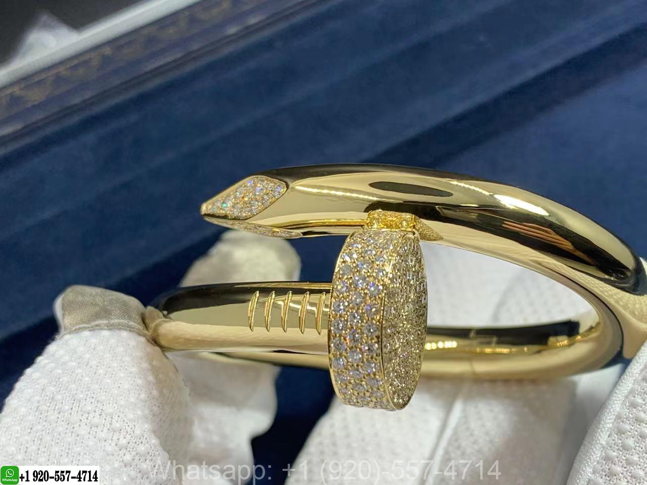18K Yellow Gold Cartier Juste Un Clou Large Model Diamond XL Nail Bracelet N6712517