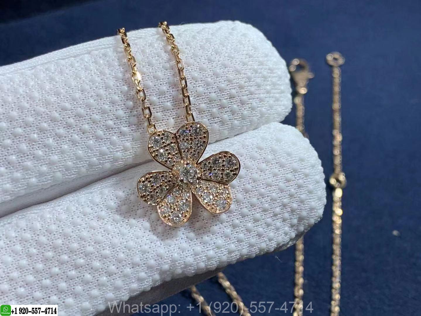 Van Cleef & Arpels 18k Rose Gold Frivole Diamond Small Model Pendant Necklace VCARP7RL00