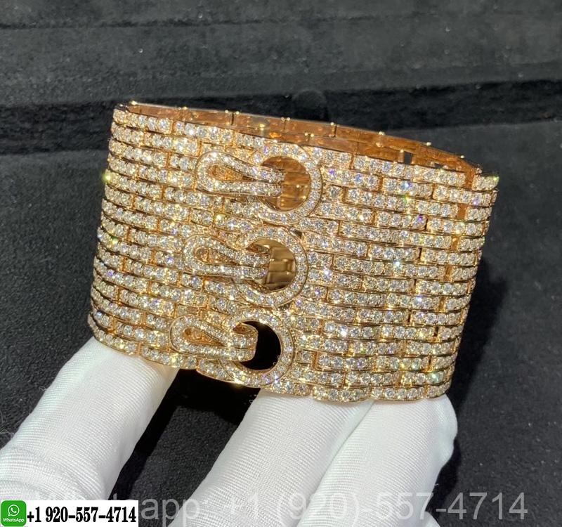 Cartier Agrafe Cuff 18K Yellow Gold Diamonds Bracelet HP601053