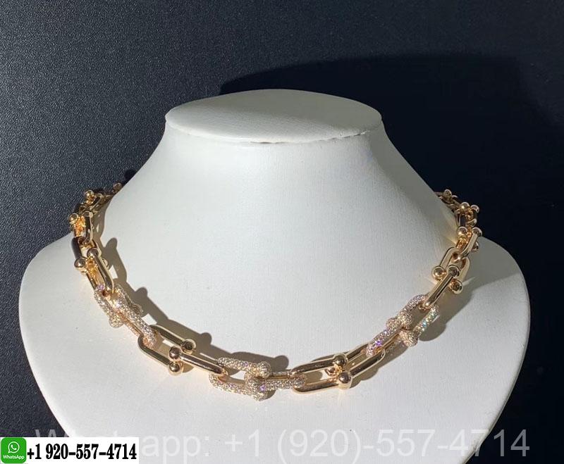 Tiffany HardWear Graduated Link Necklace in 18k Rose Gold with Pavé Diamonds