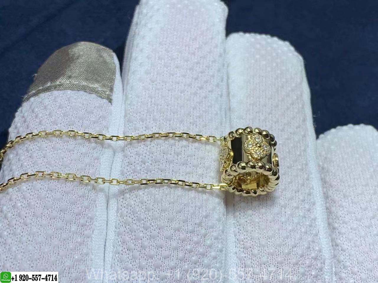 Van Cleef & Arpels Perlée Clovers 18K Yellow Gold Diamond Pendant Necklace VCARO3YG00