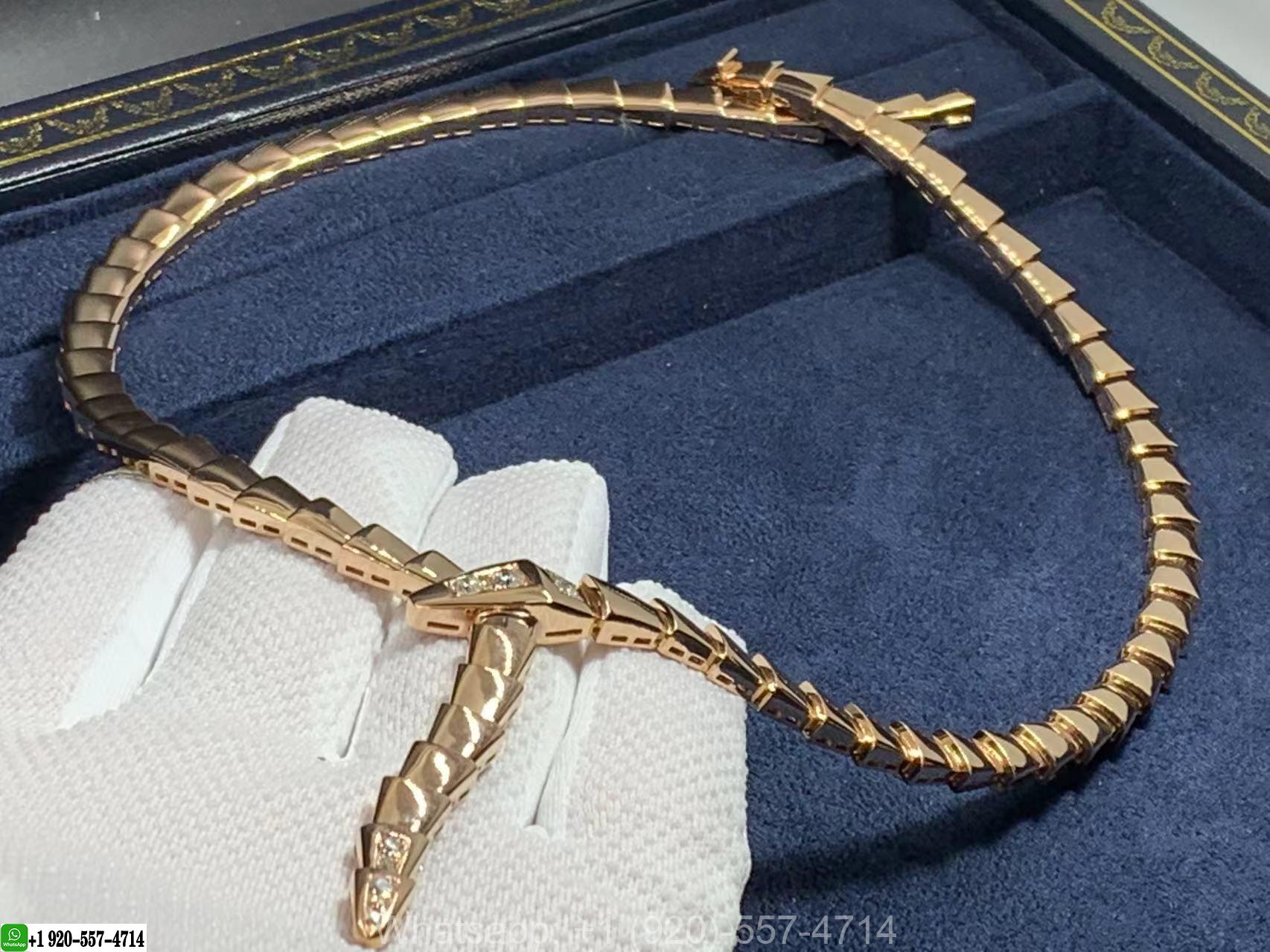 Bvlgari Serpenti Viper 18k Rose Gold with Demi Pavé Diamonds Necklace 357793