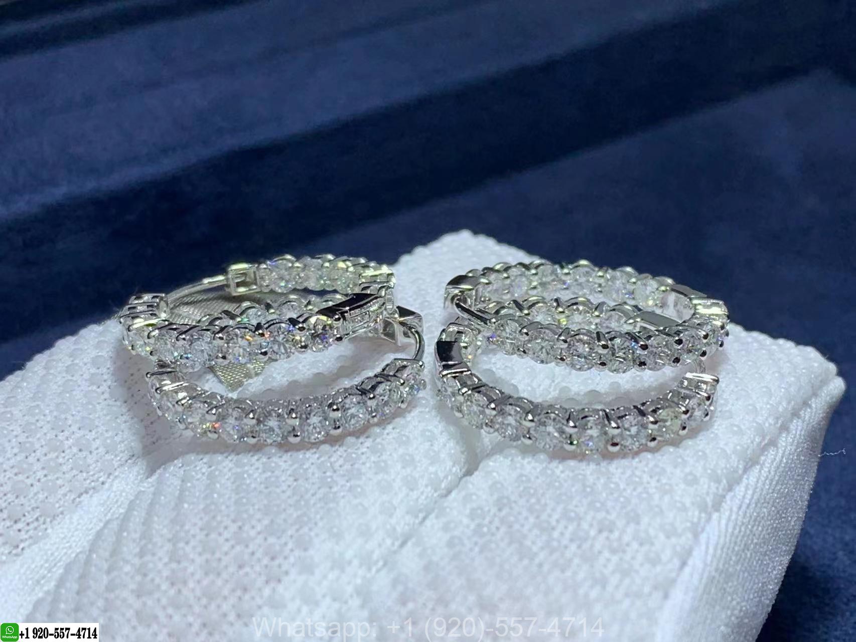 Tiffany 18k White Gold Medium Diamond Hoop Earrings