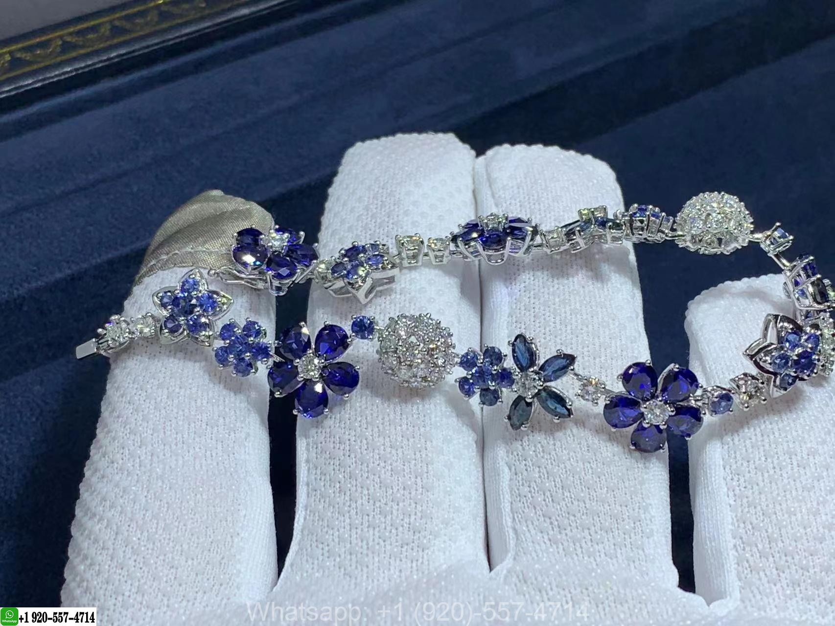 Custom Van Cleef & Arpels 18K White Gold Sapphires Diamonds Folie des Prés Bracelet VCARP05A00