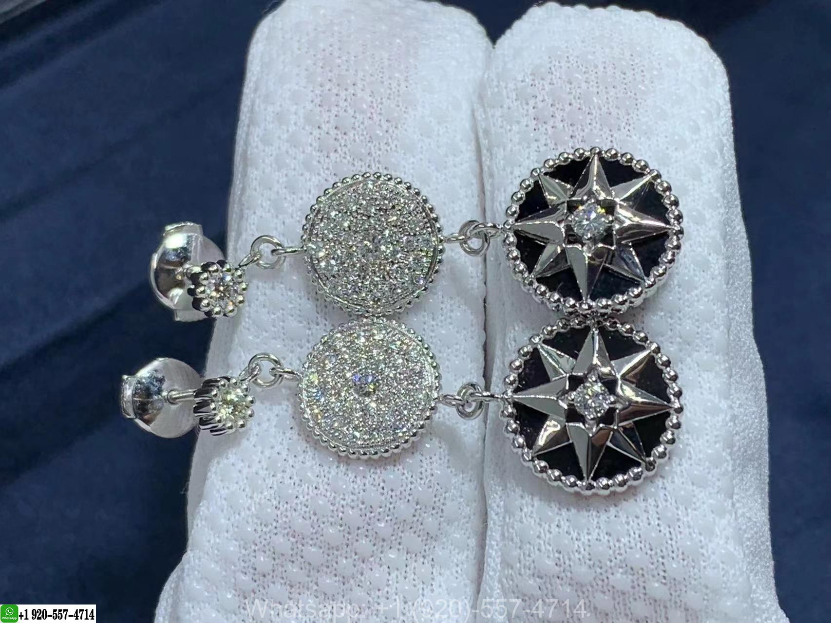 Dior Rose Des Vents 18K White Gold Diamonds and Onyx Earrings – JRDV94031_0000