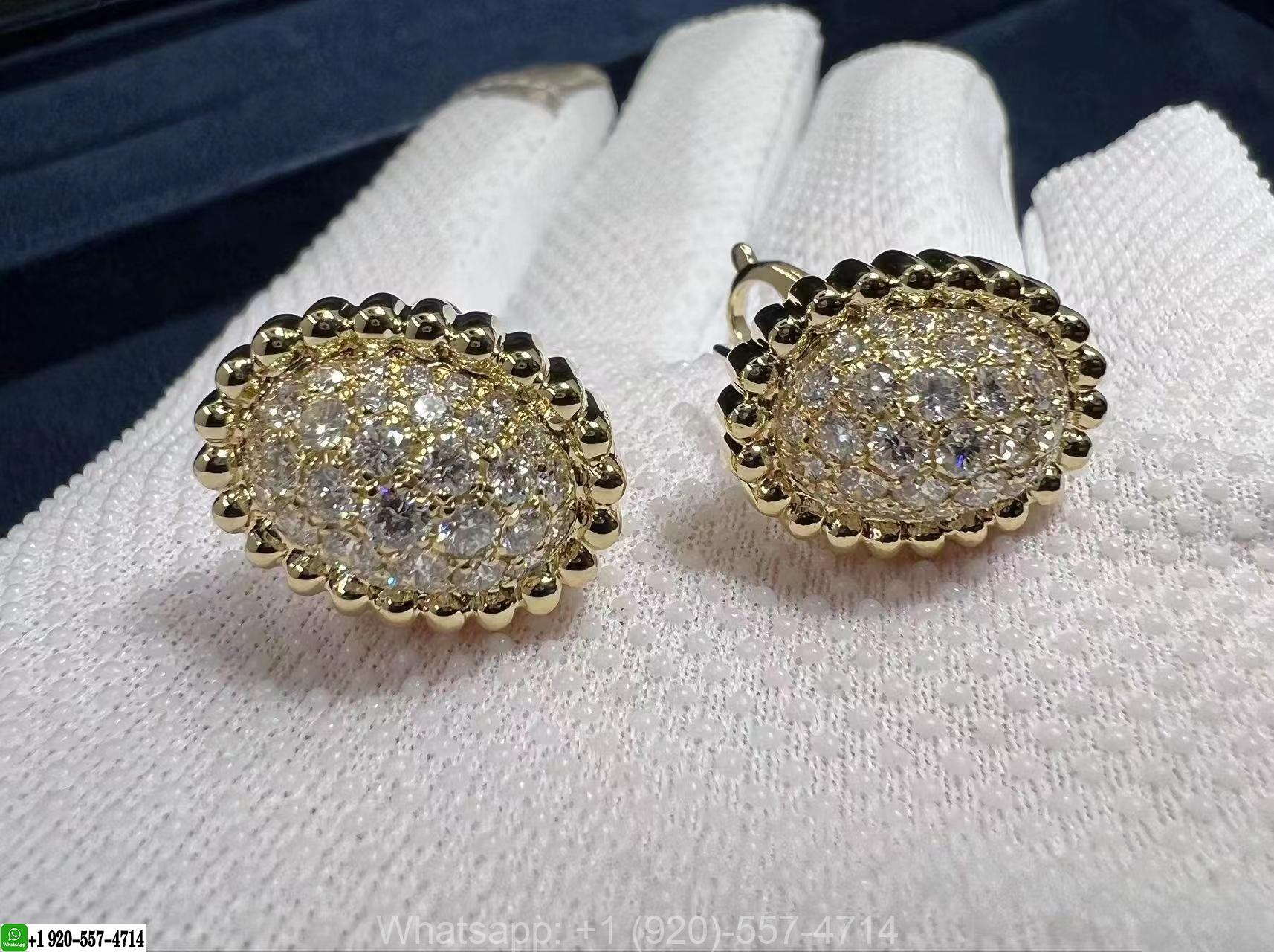 Van Cleef & Arpels 18K Yellow Gold Perlée Diamonds Pavé Earrings VCARP7UW00