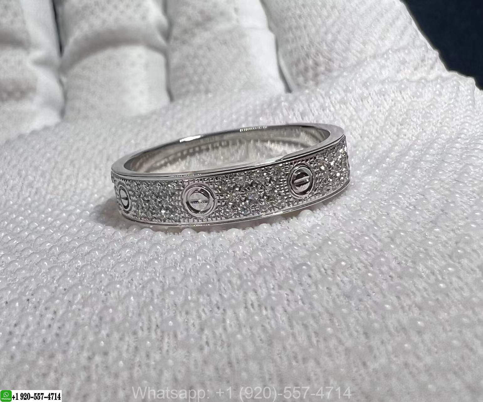 Cartier Love Diamond Paved 18K White Gold Wedding Band Ring B4083400