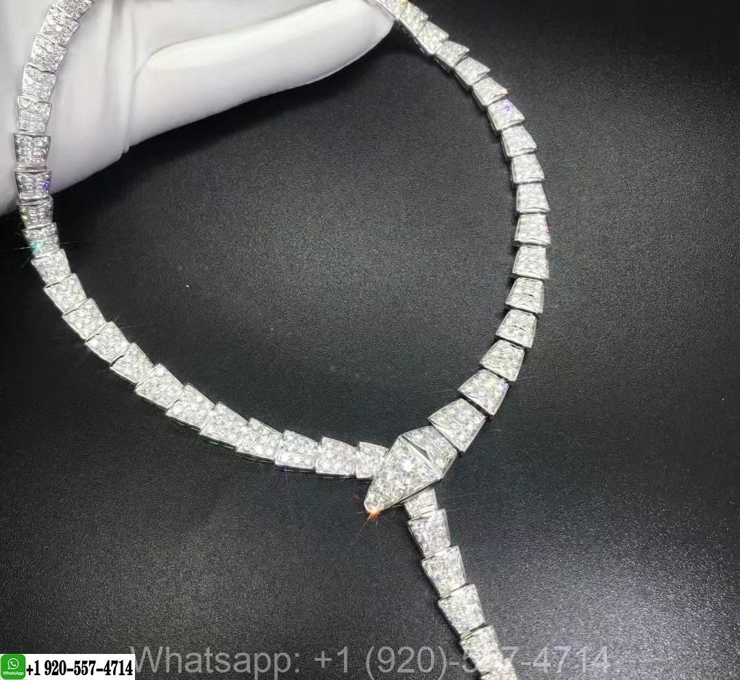 Bvlgari Serpenti Viper 18K White Gold and 14.74ct Diamond-paved Necklace