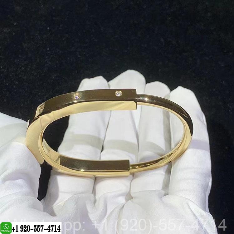Tiffany Lock Bangle in 18K Yellow Gold with Diamond Accents