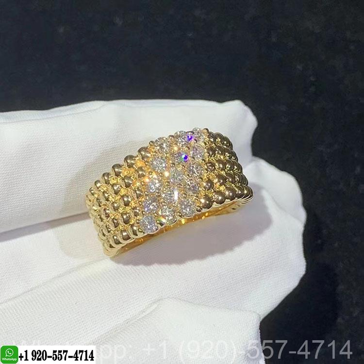 Van Cleef & Arpels Perlée 5 Rows Diamonds 18K Yellow Gold Ring VCARP7UT00