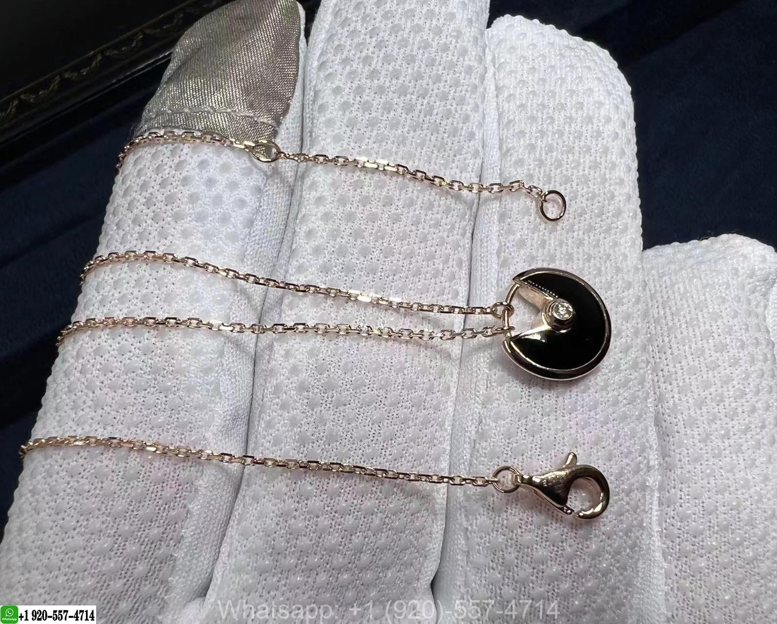 Amulette De Cartier 18K Rose Gold Necklace Small Model Onyx – B7224558