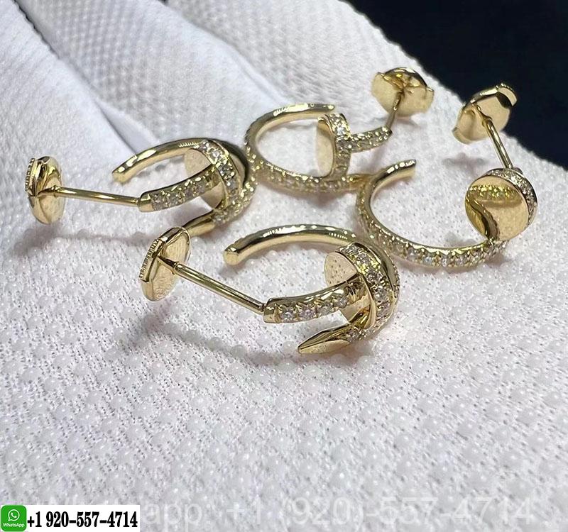 Cartier Juste un Clou 18k Yellow Gold Pave Diamond Nail Hoop Earrings B8301430