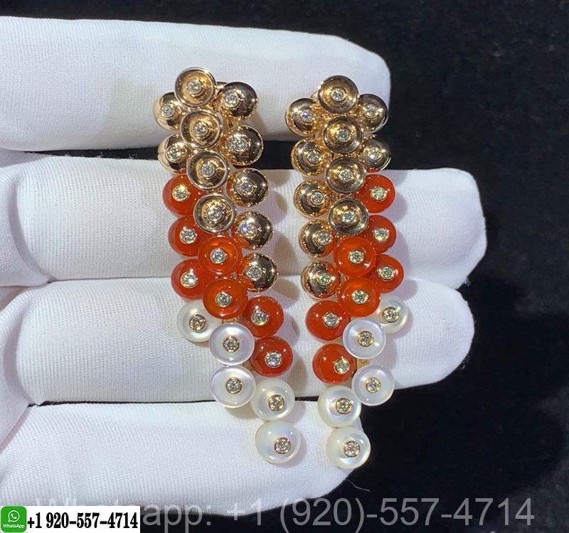 Custom Made Van Cleef & Arpels Rose Gold Carnelian and White MOP Bouton d’or Earrings VCARO77300
