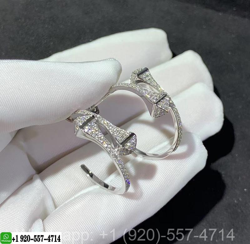 Marli Cleo Full Diamond Small Hoop 18K White Gold Earrings -CLEO-E14