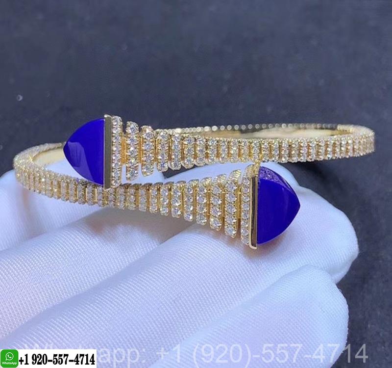 Marli Cleo Rev Slip-on 18K Yellow Gold Diamond & Lapis Lazuli Bracelet