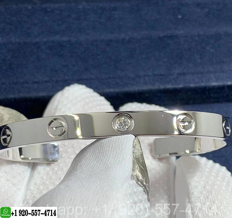 18K White Gold 1 Diamond Cartier Love Open Cuff Bracelet – B6029917