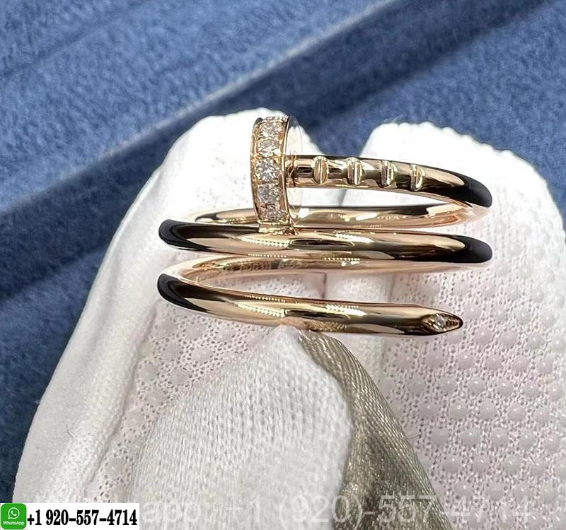 1:1 Quality Cartier Juste Un Clou 18k Rose Gold Diamond Double Row Nail Ring B4210800