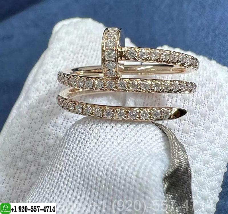 Cartier Juste un Clou Triple Wrap Nail Ring Rose Gold Pave Diamonds B4210900