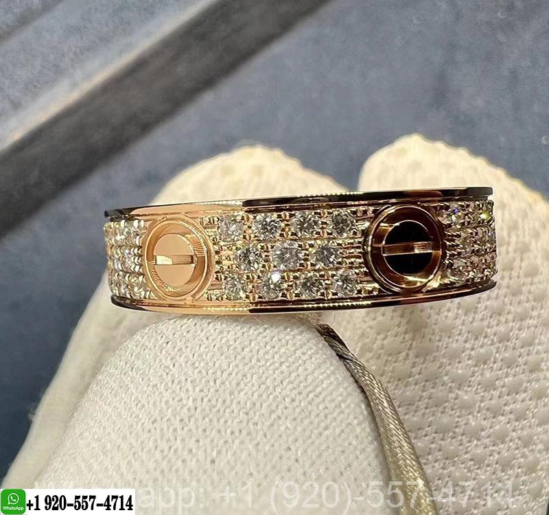 Cartier Love 18K Rose Gold Full Diamond-Paved 6.5MM Band Ring B4087600