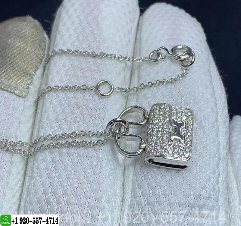 Hermes 18k White Gold and Diamond Constance Amulette Small Pendant