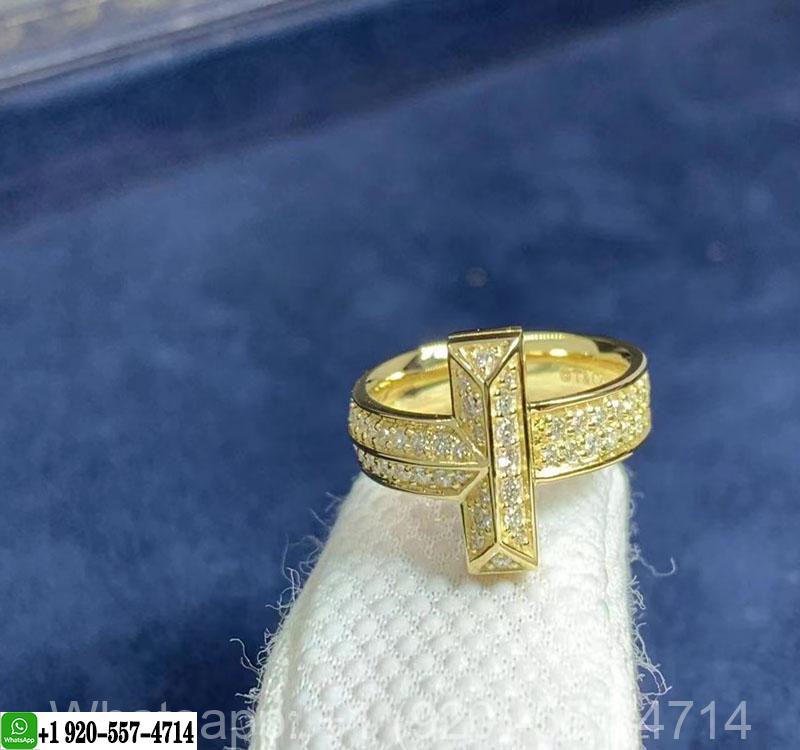 Tiffany & Co. T 18k Yellow Gold with Diamonds 4.5mm T1 Wide Band Ring