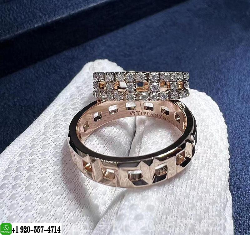 Tiffany T True Wide 18K Rose Gold Diamond Ring