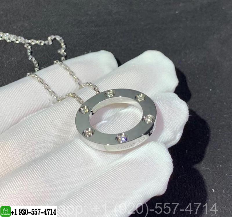 Cartier Love 6 Diamonds 18k White Gold Pendant Necklace B7014900