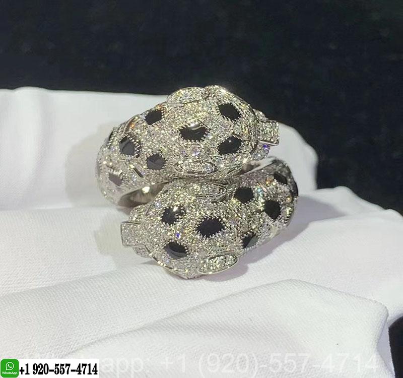 Cartier Panthère de Cartier Double Heads 18k White Gold Onyx Diamonds Ring N4781000