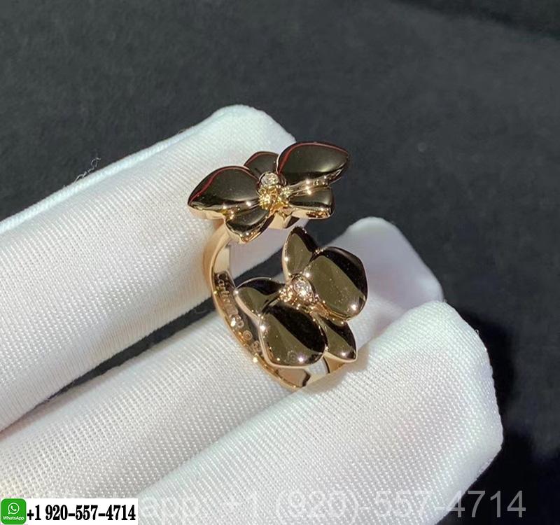 Cartier 18k Rose Gold Diamond Caresse D’Orchidees Between The Finger Ring B4083200
