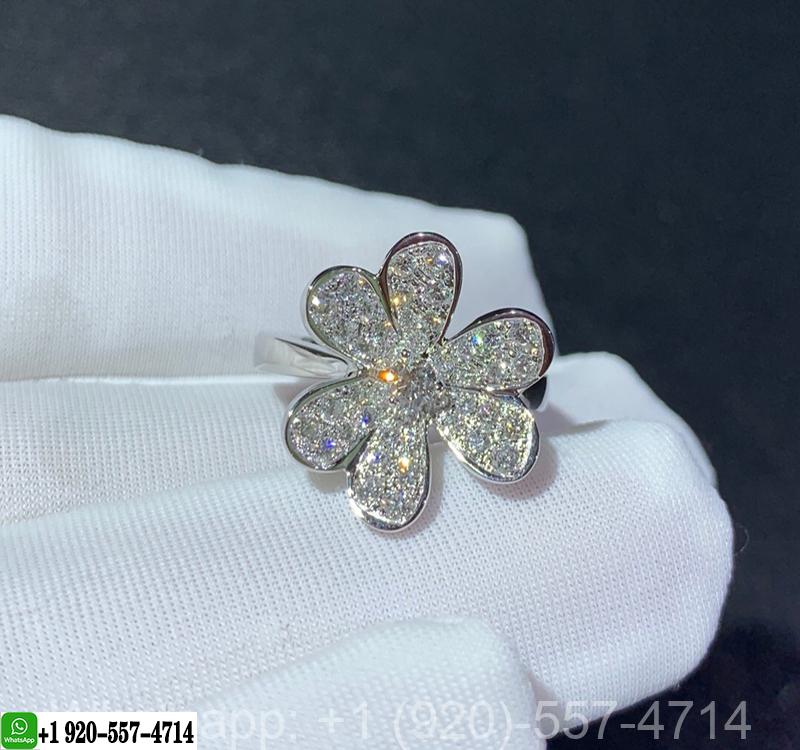 Van Cleef & Arpels 18k White Gold 1 Flower Diamond Frivole Ring – VCARD31600