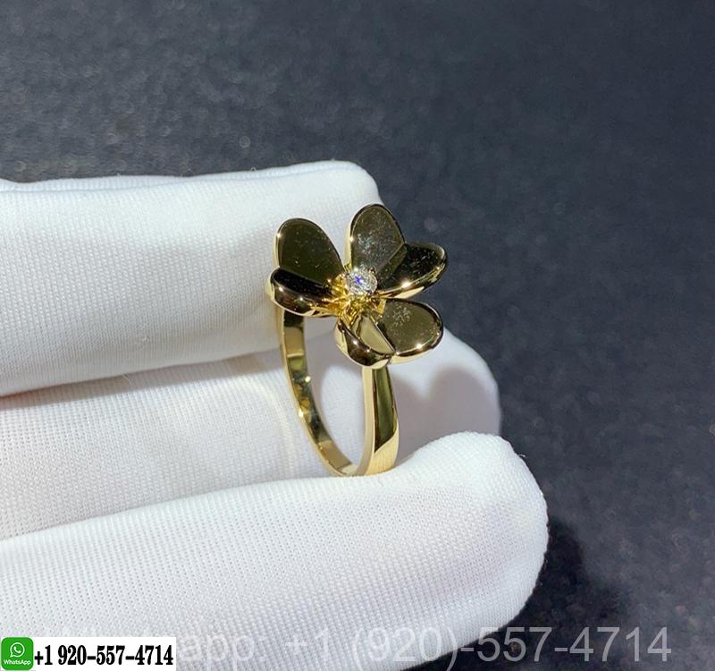 Van Cleef & Arpels Frivole 18k Yellow Gold Diamond 1 Flower Small Model Ring VCARP2DS00