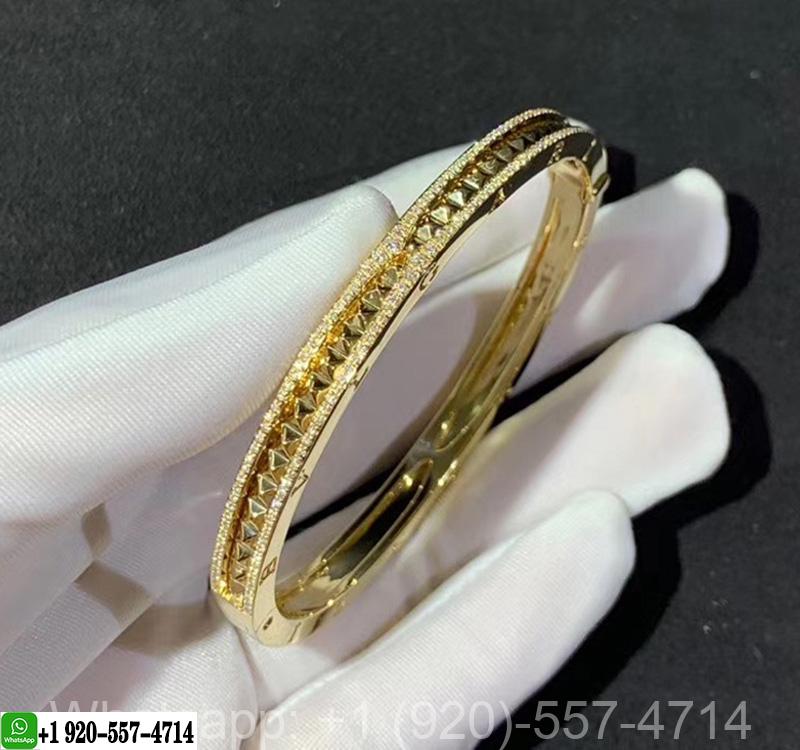 Bvlgari B.zero1 Rock 18k Yellow Gold Pave Diamond Bracelet 357891