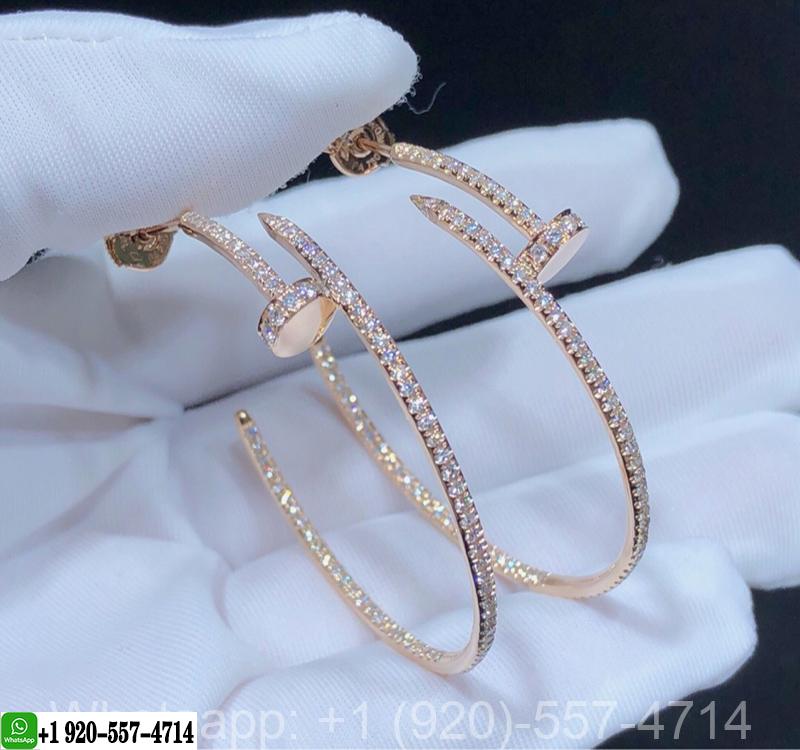 Cartier Juste Un Clou 18k Rose Gold 1.26ct Diamond Nail Large Hoop Earrings